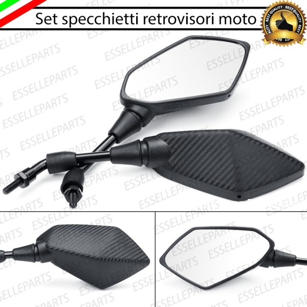 Coppia Specchietti Retrovisori Carbon Look Universali per moto,motorini,scooter Kymco