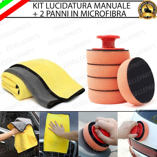 KIT LUCIDATURA A MANO CARROZZERIA 5 TAMPONI + 2 PANNI IN MICROFIBRA per TRIUMPH