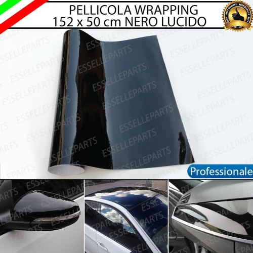 Pellicola Nero Lucido adesiva Professionale per Interni ed Esterni Auto