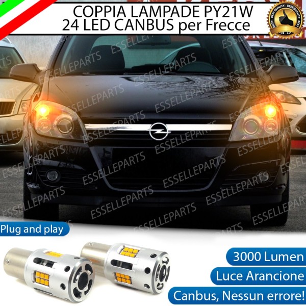 Coppia Frecce Anteriori PY21W 24 LED Canbus per OPEL ASTRA H CON FARI BIXENON