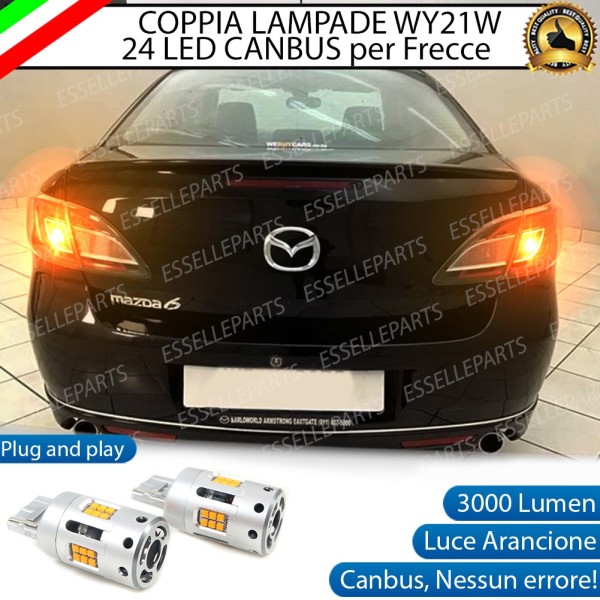 Coppia Lampade T20 WY21W 24 LED CANBUS 3.0 PER FRECCE DIREZIONALI POSTERIORI MAZDA 6 II