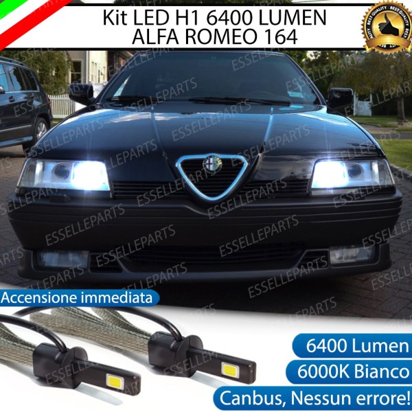 Kit Full LED H1 Abbaglianti 6400 Lumen 6000K bianco ALFA ROMEO 164 DAL 1992 IN POI
