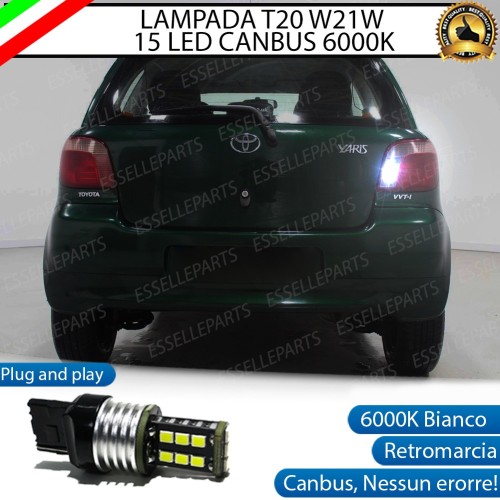 Lampada T20 da 15 LED 6000K bianco per Retromarcia Toyota Yaris Pre-restyling