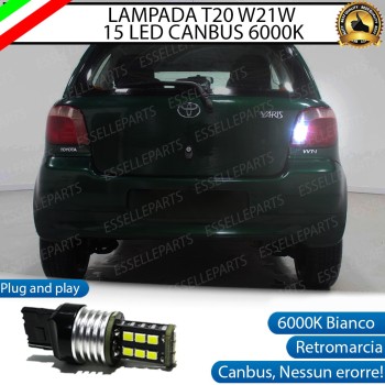 Lampada T20 da 15 LED 6000K bianco per Retromarcia Toyota Yaris Pre-restyling Lampada T20 da 15 LED 6000K bianco per Retromarcia Toyota Yaris Pre-restyling