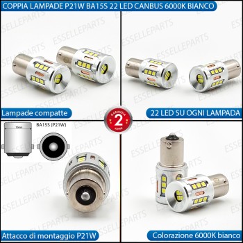 Coppia Luci Diurne DRL P21W 22 LED 6000K Bianco Canbus per Jeep Renegade Dal 2019 Coppia Luci Diurne DRL P21W 22 LED 6000K Bianco Canbus per Jeep Renegade Dal 2019