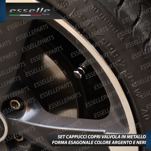 Set 4 Tappi Coprivalvola Neri in alluminio per Opel Mokka