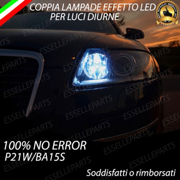 Coppia Lampade P21W Effetto LED Bianco Luci diurne DRL Audi A6 C6 dal 2009 con xenon
