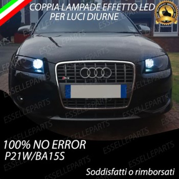 Coppia Lampade P21W Alogene Effetto LED Bianco Luci diurne DRL Audi A3 8P con xenon Coppia Lampade P21W Alogene Effetto LED Bianco Luci diurne DRL Audi A3 8P con xenon