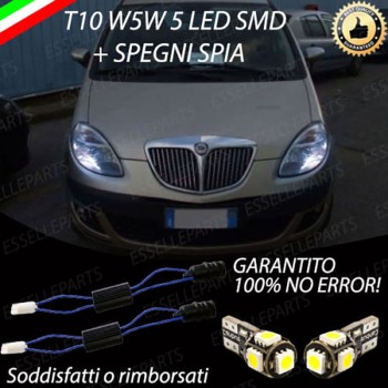 Luci posizione T10 W5W 5 LED canbus 6000K Lancia Musa Dal 2008 al 2010