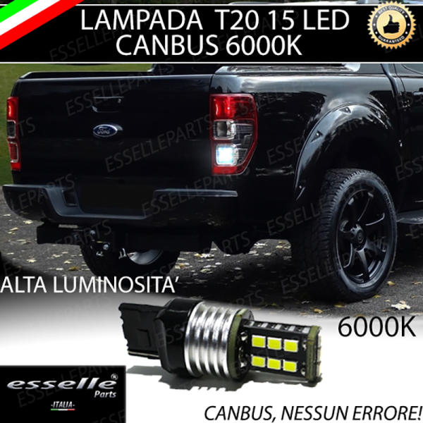 Luce Retromarcia 15 LED T20 6000K Bianco Canbus per Ford Ranger 4 Restyling