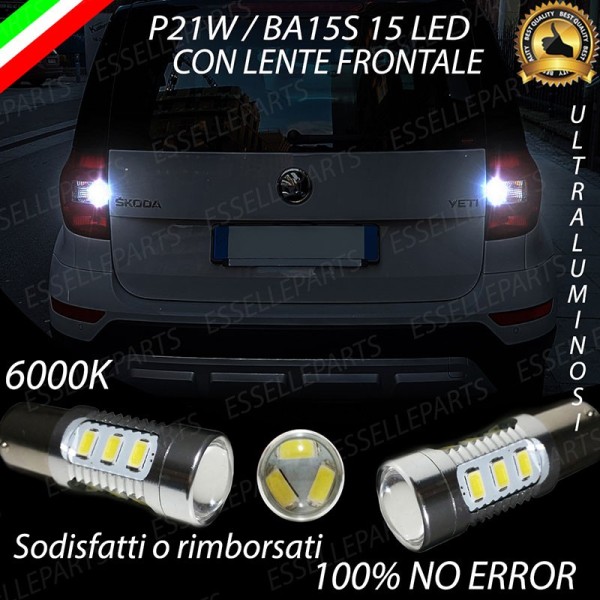 Coppia Lampade 15 LED Retromarcia Canbus 6000K con lente Skoda Yeti Restyling