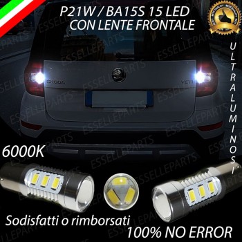 Coppia Lampade 15 LED Retromarcia Canbus 6000K con lente Skoda Yeti Restyling