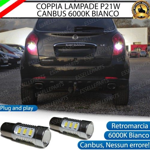 Coppia Lampade 15 LED Retromarcia Canbus 6000K con lente SSangYong Korando Fino al 2012