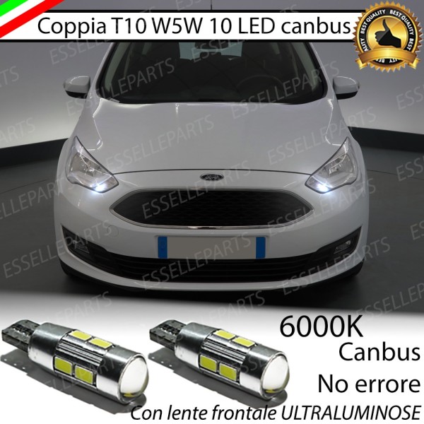 Coppia Lampade T10 W5W LED canbus con lente frontale per luci di posizione per FORD C-MAX III