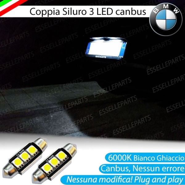 Coppia lampade siluro 3 LED Luci Targa Canbus 6000K Bmw Serie 3 E90 E91 Dal 09-2008