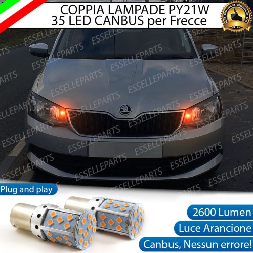 Coppia Frecce Anteriori PY21W 35 LED Canbus Skoda Fabia 3 con fari a parabola