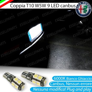 Coppia Luci Targa 9 LED Per Alfa Romeo 4C Canbus 6000K Bianco Ghiaccio No Error