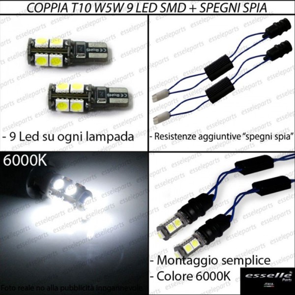 Coppia Luci Targa 9 LED Per Alfa Romeo 4C Canbus 6000K Bianco Ghiaccio No Error