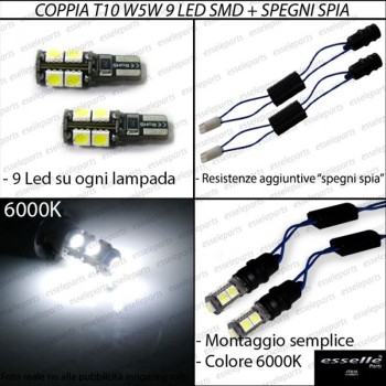 Coppia Luci Targa 9 LED Per Alfa Romeo 4C Canbus 6000K Bianco Ghiaccio No Error