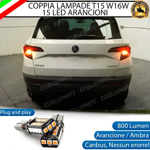 Lampada  T15 W16W 15 LED Canbus ARANCIONE FRECCE PER SKODA KODIAQ