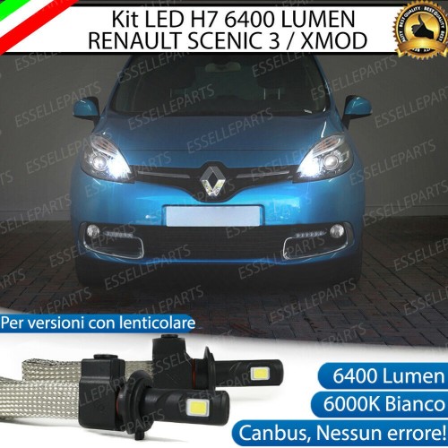 Kit Full LED H7 6400 Lumen 6000K Abbaglianti Renault Scenic 3 Con Fari Lenticolari
