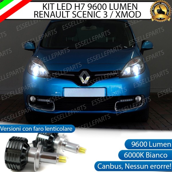 Kit Full LED H7 9600 Lumen 6000K Anabbaglianti Renault Scenic 3 Con Fari Lenticolari