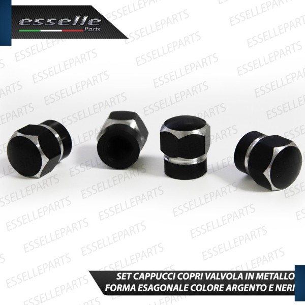 Set 4 Tappi Coprivalvola Neri in alluminio per Fiat Tipo