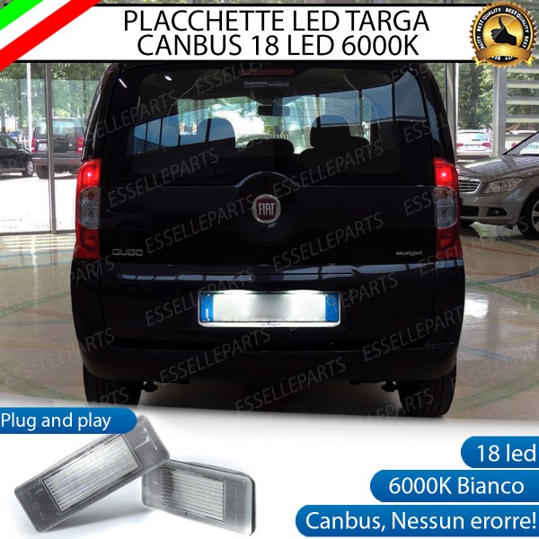 Coppia placchette Targa 18 LED Canbus 6000K bianco per Fiat Qubo fino al 05/2016