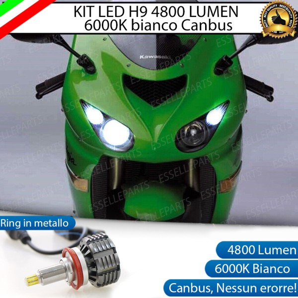 Kit Full LED H9 4800 Lumen Anabbaglianti per KAWASAKI Ninja 1000 ZX-10R 2006-2007