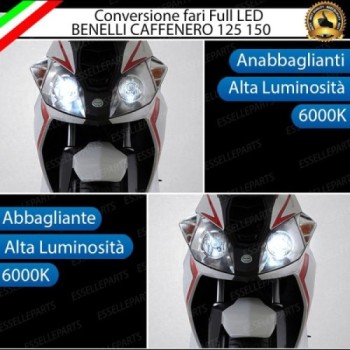 Conversione Faro Full LED Anabbagliante + Abbagliante per Benelli Benelli Caffenero 150 2011-2015. Lampade compatte, 6000K Bianc