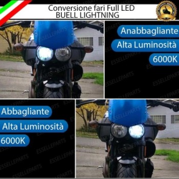 Conversione Faro Full LED Anabbagliante + Abbagliante per Buell Buell Lightning 2003-2004 XB 9S. Lampade compatte, 6000K Bianco,