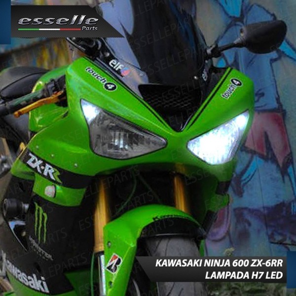 Conversione Faro Full LED Anabbagliante + Abbagliante per Kawasaki Ninja 600 ZX-6RR 2003-2004. Lampade compatte, 6000K Bianco, C