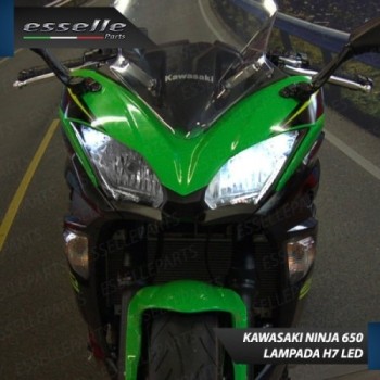 Conversione Faro Full LED Anabbagliante + Abbagliante per Kawasaki Ninja 650 2017-2019. Lampade compatte, 6000K Bianco, Canbus.