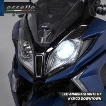 Conversione Faro Full LED Anabbagliante + Abbagliante per Kymco Downtown 350i 2015-2017 ABS. Lampade compatte, 6000K Bianco, Can