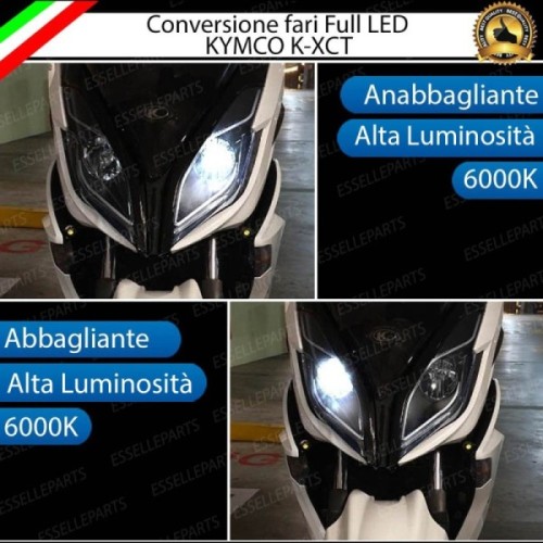Conversione Faro Full LED Anabbagliante + Abbagliante per Kymco K-Xct 125i 2011-2017. Lampade compatte, 6000K Bianco, Canbus. Mo