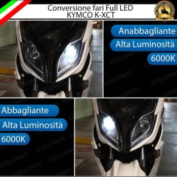 Conversione Faro Full LED Anabbagliante + Abbagliante per Kymco K-Xct 125i 2011-2017. Lampade compatte, 6000K Bianco, Canbus. Mo
