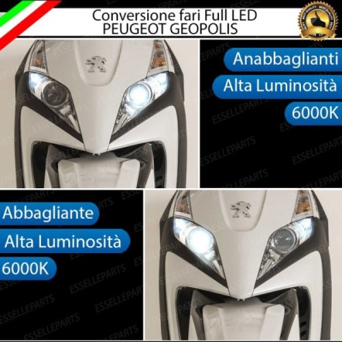 Conversione Faro Full LED Anabbagliante + Abbagliante per Peugeot Geopolis 300 2014-2015 R. Lampade compatte, 6000K Bianco, Canb