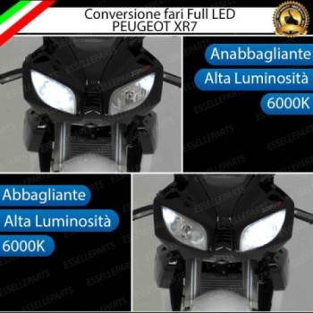 Conversione Faro Full LED Anabbagliante + Abbagliante per Peugeot XR7 50 2008-2013. Lampade compatte, 6000K Bianco, Canbus. Mont