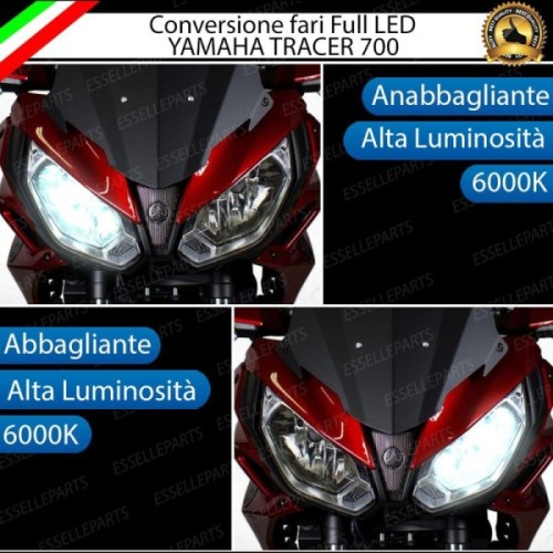 Conversione Faro Full LED Anabbagliante + Abbagliante per Yamaha Tracer 700 2016-2020. Lampade compatte, 6000K Bianco, Canbus. M