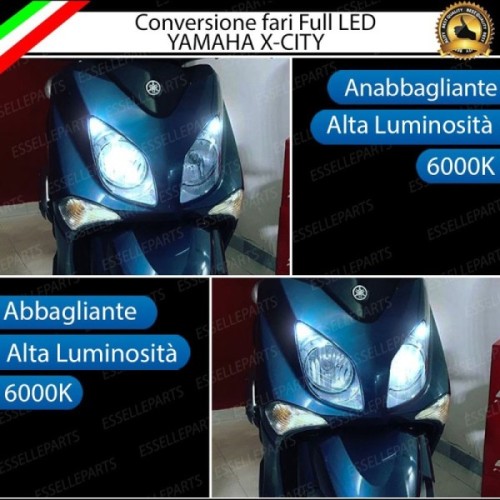 Conversione Faro Full LED Anabbagliante + Abbagliante per Yamaha X-City 125 2007-2016. Lampade compatte, 6000K Bianco, Canbus. M