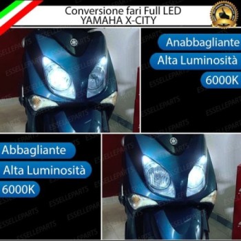 Conversione Faro Full LED Anabbagliante + Abbagliante per Yamaha X-City 125 2007-2016. Lampade compatte, 6000K Bianco, Canbus. M