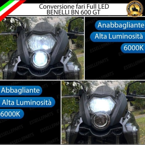 Conversione Faro Full LED Anabbagliante + Abbagliante per Benelli Benelli BN 600 2017-2018 GT. Lampade compatte, 6000K Bianco, C