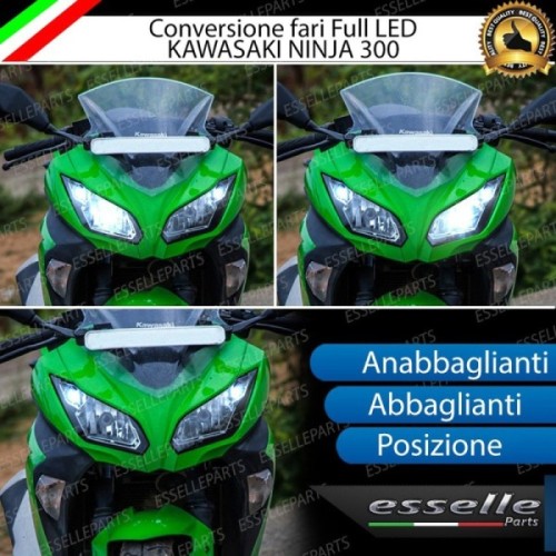 Conversione Fari Full LED per Kawasaki Ninja 300 dal 2012 al 2016 ABS 6000 Lumen 6000K bianco