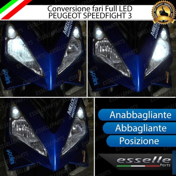 Conversione Fari Full LED per Peugeot Speedfight 3 50 dal 2009 al 2015 2t Aria 6000 Lumen 6000K bianco
