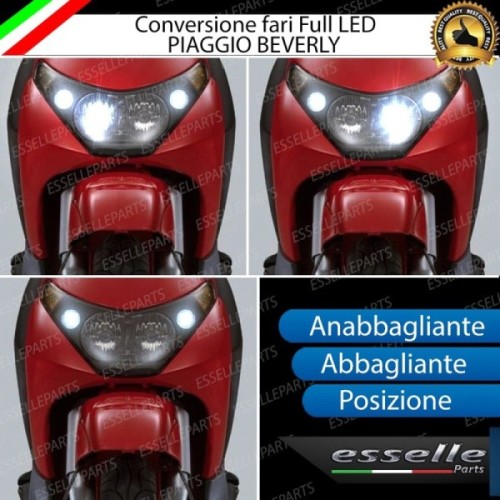 Conversione Fari Full LED per Piaggio Beverly 125 dal 2002 al 2006 6000 Lumen 6000K bianco