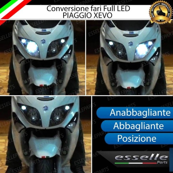 Conversione Fari Full LED per Piaggio Xevo 125 dal 2007 al 2011 6000 Lumen 6000K bianco