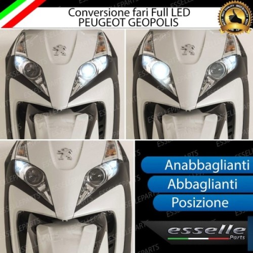 Conversione Fari Full LED per Peugeot Geopolis 300 dal 2014 al 2015 R 6000 Lumen 6000K bianco