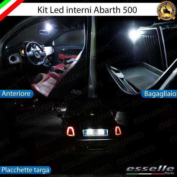 Kit LED interni completo + Placchette Targa 18 LED per Abarth 500 595 695 Restyling