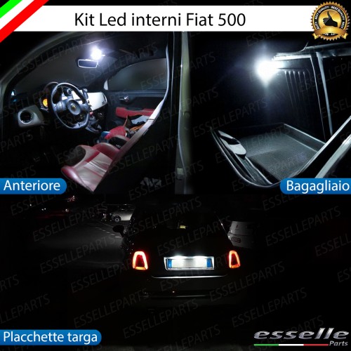 Kit LED interni completo + Placchette Targa complete da 18 LED specifico per Fiat 500