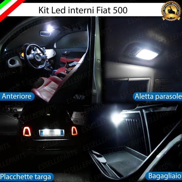 Kit LED interni completo + Led Parasole + Placchette Targa 18 LED Fiat 500